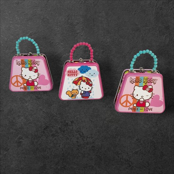 Set of 3 Hello Kitty Mini Tins Sanrio 2010–2012 Peace & Love Rainy Day Kawaii - Picture 2 of 10